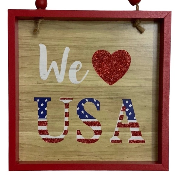 Patriotic Garden Flag 2 Wood Wall Plaques 4th July Decor 3 Piece USA Bundle NEW - Picture 5 of 10